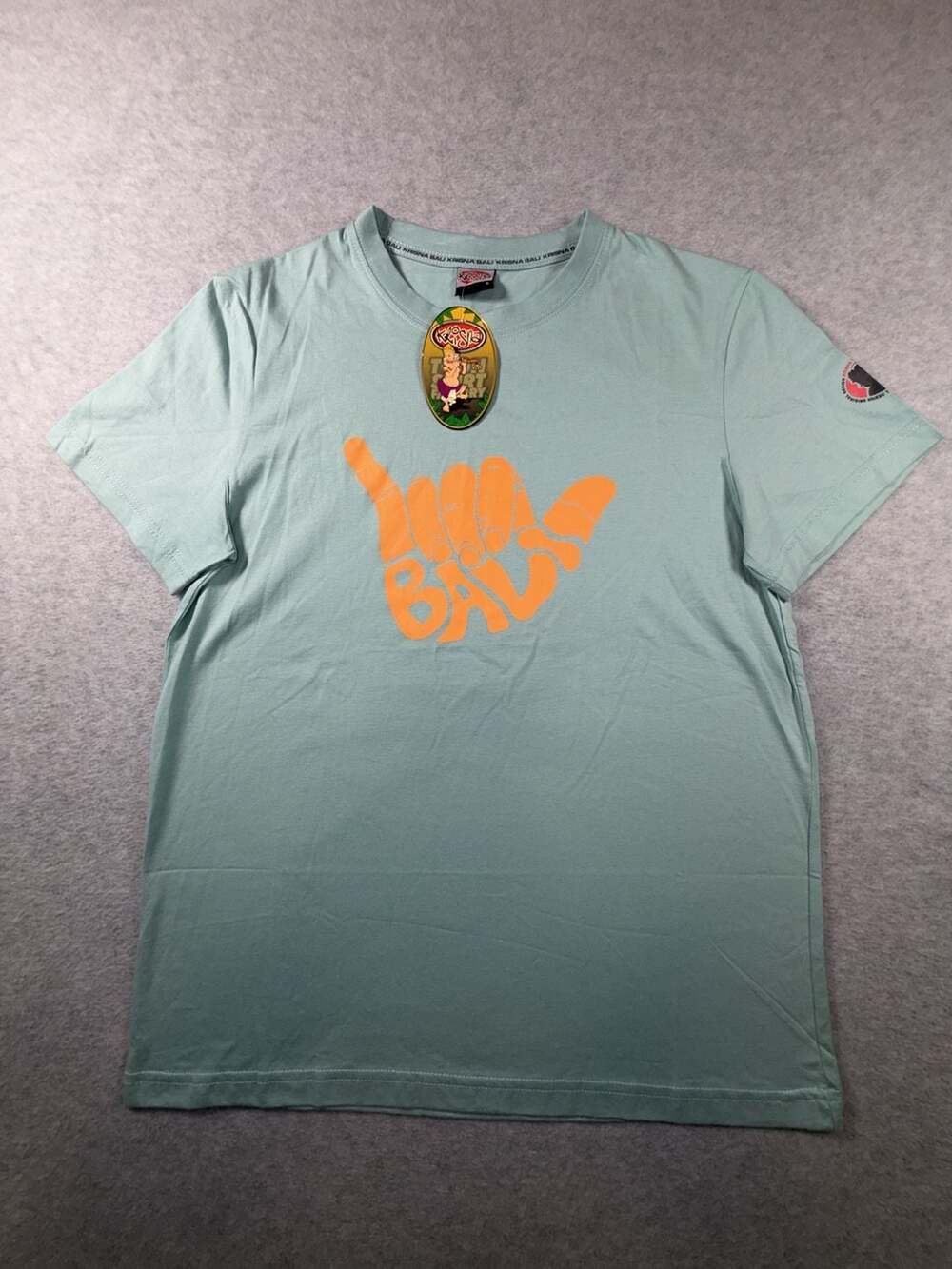 Krisna Bali 'Shaka' Hand Graphic T-Shirt Mint Green Short Sleeve
